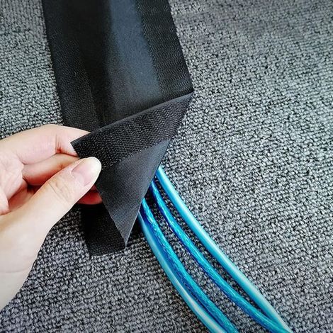 Goulotte, cache-câbles, protection pour moquette, escaliers, sols, bureaux (couleur : noir, longueur : 25 mètres) (1/5)