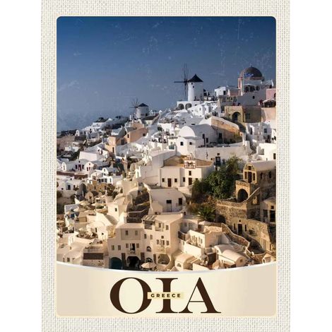 Panneau en bois 40x30 cm Oia Grèce Île Grèce Image Motif Voyage Rue Ville (1/2)