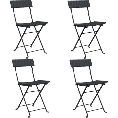 Maison Exclusive - Chaises de bistrot pliantes lot de 4 Noir Résine tressée acier (1/5)