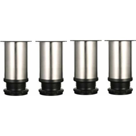 4 Pieds Réglables 8 cm De Hauteur Épaissir les pieds d'armoire Pieds de table Pieds de meubles, Acier inoxydable brossé, Hauteur réglable 0-15 mm Venez avec des vis en acier inoxydable (1/5)
