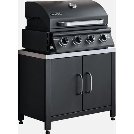 Barbacoa de gas de 4 quemadores de mesa + cocina exterior de acero, 80cm