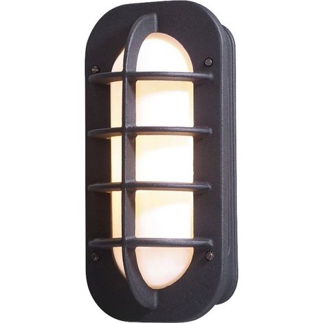 Konstsmide Loke Applique murale d'extérieur Classic Bulkhead noir mat, IP23 (1/3)
