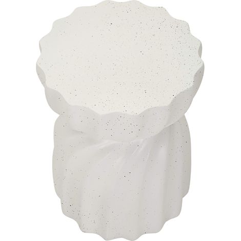 Mesa de Centro Galava, Adecuada para Interior/Exterior, Forma Redonda, Color de Superficie Blanco, 44x55x44h cm Mármol Blanco