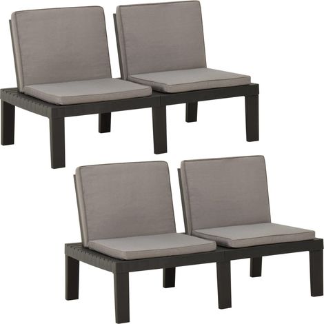 Panca da giardino mobili da giardino per esterni mobili da giardino terrazze con cuscini 2 pezzi in plastica grigia 020011853