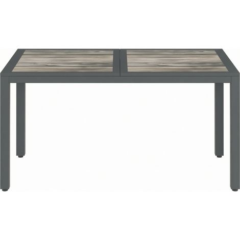 Mesa de jardín moderna de acero galvanizado y PSPC, 140 x 80 x 72 cm, gris oscuro (1/5)