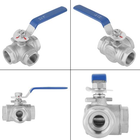 Vanne à bille en acier inoxydable SUS304, trois voies, filetage femelle en L, 1", DN25 (1/5)