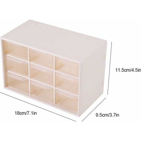 9 Plastic Portable Desktop Storage Drawers 9 enrejados Mini gabinetes Drawer Cosmetic Jewelry(White) (1/5)