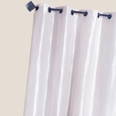 Rideau en taffetas froissé à œillets Blanc 135x260 cm