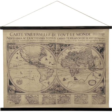 Toile décorative Mappemonde 100 x 75 cm