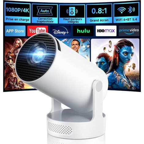 Vidéoprojecteur WiFi/BT Apps intégrées Compatible 4K, rotation 180°, correction trapèze auto, mise au point rapide, 35 dB pour home cinéma (1/4)