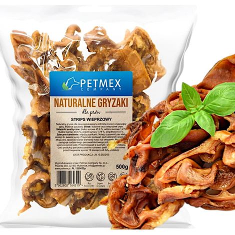 Snack prelibato e naturale per cani, Petmex Striscioline di Carne di Maiale Essiccata 500g