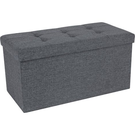 Puf con almacenaje plegable 76 x 38 x 38 cm máx. carga de 300 kg de tejido gris oscuro 120003114 (1/3)