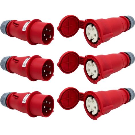 CEE-Verteilerset 16A 400V  Stecker & Kupplung für Baustrom 3 Paar