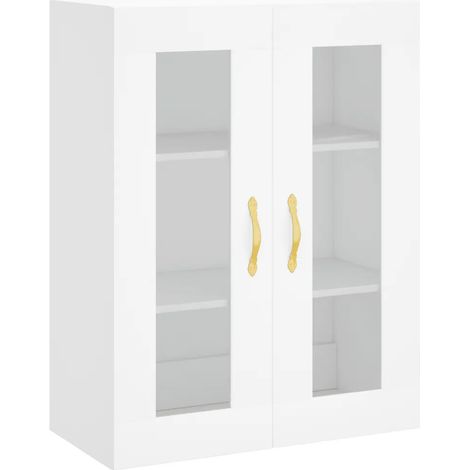 Mobiletto a muro di design pratico e funzionale con vani portaoggetti sospesi 69,5 x 34 x 90 cm legno bianco 020048610