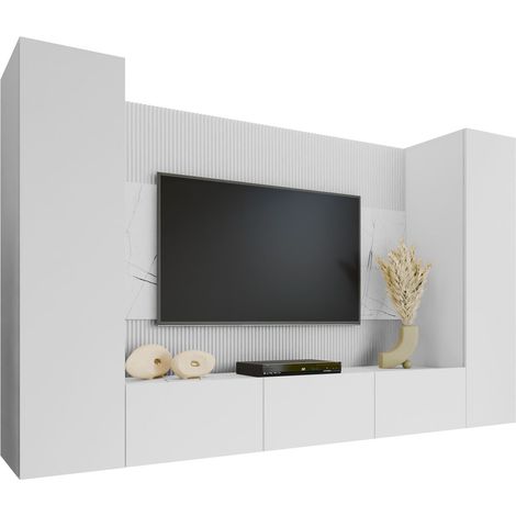 Ensemble de salon Comfivo 451, Blanc + Marbre blanc (1/5)