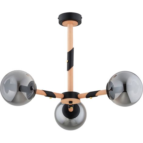 Plafonnier boules graphite bois noir 3xE14 Gelia Alfa (1/2)