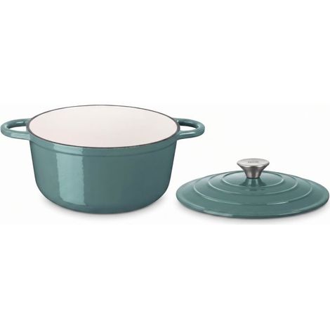 Cocotte ronde avec couvercle 28cm 6,7L Fonte d'acier tous feux dont induction four Vert Arthur Martin AM4395 (1/5)