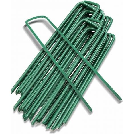 50 Gartenstäbe, Rasenstäbe in U-Form für Unkrautplanen, feuerverzinkt (Höhe 150mm)