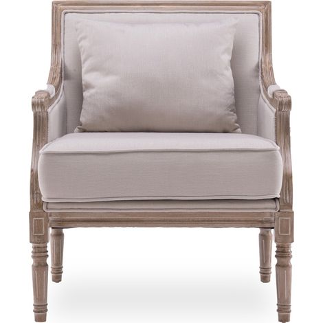 Fauteuil Bergère Ambroise style Louis XVI tissu beige