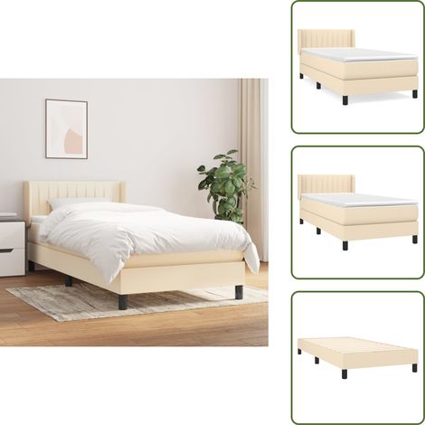 Boxspringbett mit Matratze Creme 80x200 cm Stoff - Boxspringbett - Betten - Schlafräume - Cremefarbenes Bett - Lattenrost (1/5)