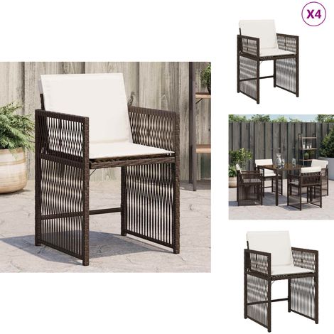 Chaises de jardin avec coussins lot de 4 marron résine tressée - Chaise De Jardin - Fauteuil De Jardin - Mobilier De Jardin - Résine Tressée - Rotin Synthétique (1/5)