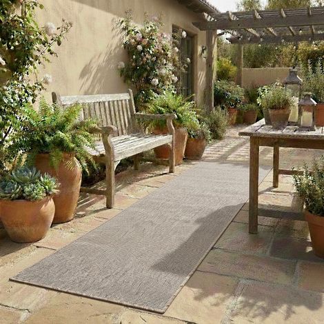 Tapis Long extérieur - Tapis Lisse - Tapis de terrasse - Tapis de Cuisine - Tapis Long Couloir - Tapis de Salon - Tapis d'entrée - Tapis 60 x 400 cm (1/5)