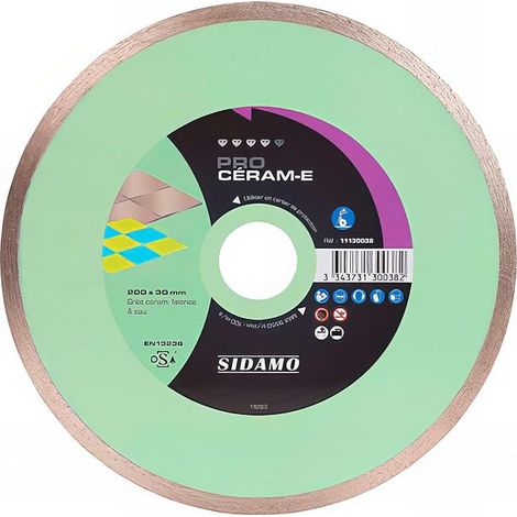 Disque diamant CÉRAM-E D. 200 x 30 x H 7 mm Grès céram/faïence - 11130038 (1/2)