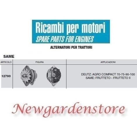 Alternador 12790 MISMO motor de tractor DEUTZ AGRO COMPACT 14 voltios 80 amperios