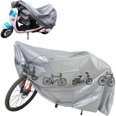 Outdoor Bicycle Cover, Waterproof Outdoor Bicycle Tarpaulin, Protective Cover for Bicycles, Dust-proof, Anti-UV, Waterproof Tarpaulin Against Rain Snow (Grey) (1/5)