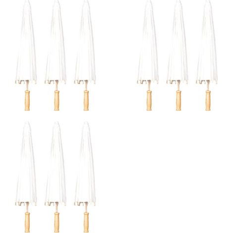Set di 9 ombrelli di carta per matrimoni, lunghi 60 cm, realizzati in bambù, adatti per decorazioni da tavola, addii al celibato/nubilato e come accessori per servizi fotografici.