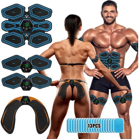 Stimolatore muscolare EMS, dispositivo per allenamento addominale, 6 modalità e 19 livelli di intensità, ricaricabile tramite USB - AquaForge (1/5)