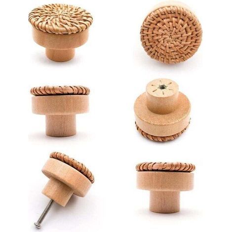 Ensemble de poignées de meubles en bois, boutons de tiroir en bois - convenant aux armoires de cuisine, poignées de porte, tiroirs et meubles de salon, 40 x 30 mm (1/4)