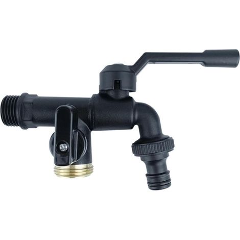 Nez de robinet，Robinet d'extérieur en cuivre Outils de Jardin extérieur à Double Sortie Bibcocks de 1/2 po - Séparateur de Tuyau d'arrosage séparateur de Robinet Robuste，Double Tête 4 Points D'une Té (1/5)