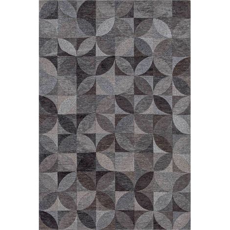 Tapis rondo charcoal jacquard antidérapant intérieur extérieur - 80 x 150 cm (1/5)