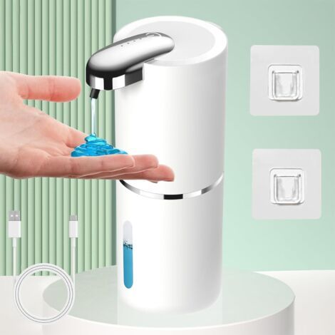 Sollbry Distributeur de savon automatique - 380 ml - Distributeur de savon mural électrique - Avec capteur de mousse - 4 positions - Interrupteur réglable - Étanchéité IPX5 - Pour cuisine, salle de ba