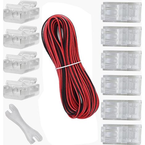 10m Câble d'extension de Bande LED à 2 Broches Connecteur d'éclairage à Bande LED, 3528 2835 2 Pin Connecteur LED Bande Flexible Câble Adaptateur Jumper 8 mm (1/5)