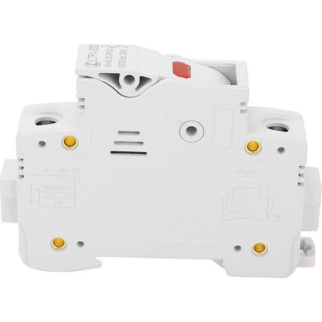 Porte-fusible CC 1P 32A pour montage sur rail DIN, ignifugé, avec fusible PV 20A 10x38mm, 1000 V CC et témoin lumineux. (1/5)