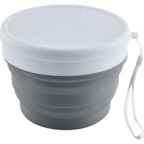 Beyamis Boîte à lunch pliable en silicone portable pour l'extérieur, bol pliable créatif avec couvercle, boîte de conservation grise (petit format 550 ml) (1/5)