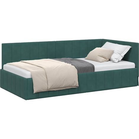 Maison Exclusive - Cornice del letto ad angolo Verde Scuro 90 cm x 190 cm Velluto
