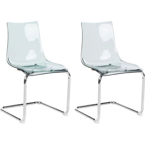 Set di 2 sedie da pranzo con seduta in plastica nero trasparente a sbalzo Marshall