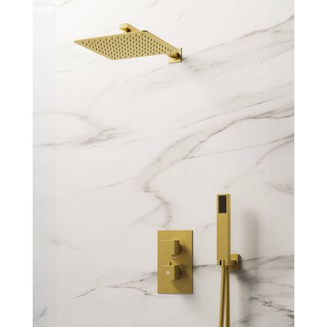 Conj. Empotr. Termostático Orion Oro + Rociador Pared - GME (1/2)