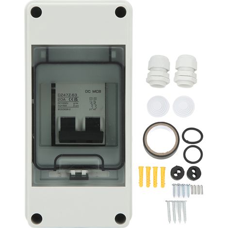 Système PV 2P, Mini disjoncteur DC avec boîte, interrupteur de déconnexion solaire étanche IP65, DC1000V 20A