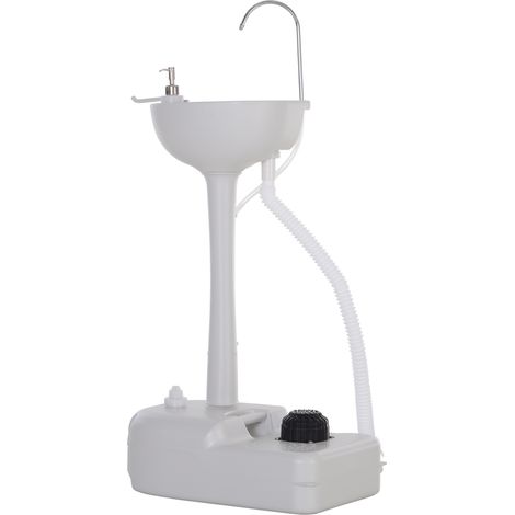 Camping Sink, 17L Portable Hand Wash Station with Towel Holder, Soap Dispenser and Rolling Wheels, Outdoor Sink for Events, Garings, Worksite (1/5)