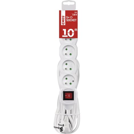 multiprise 10 m, 5 prises françaises, interrupteur, intérieur (1/5)