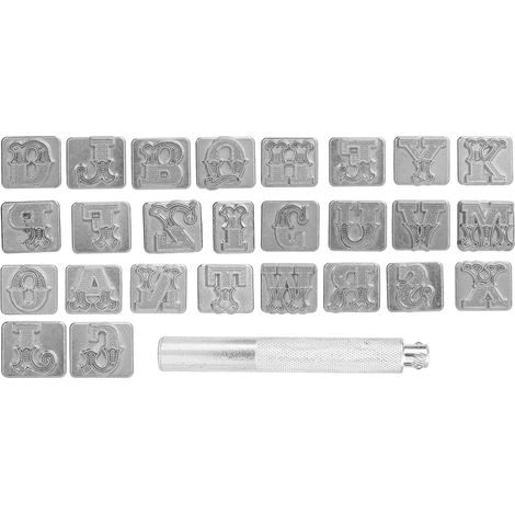Jeu de 26 poinçons alphabétiques en cuir, lettres majuscules A-Z, 19 mm (3/4 pouce), pour artisanat et marquage. (1/5)