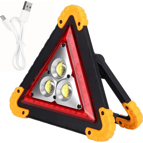 Ortviai Lampe de Travail LED Triangulaire Rechargeable USB COB 1500 lm, Étanche IP65, pour Camping, Réparation Auto (1/5)