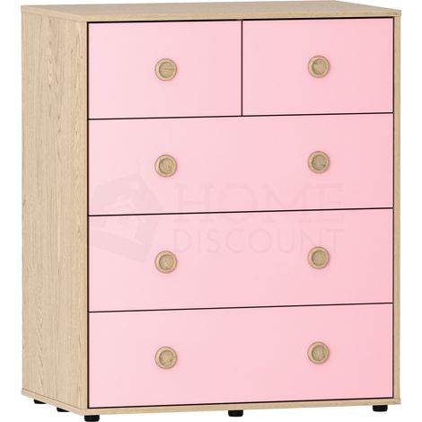 Neptune Kommode mit 5 Schubladen, Schlafzimmer-Aufbewahrungsmöbel, Rosa-Eiche (1/5)