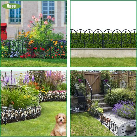 5 bordures de jardin empilables en plastique – Clôture démontable pour massifs – Délimitation moderne pour allées et parterres (1/5)