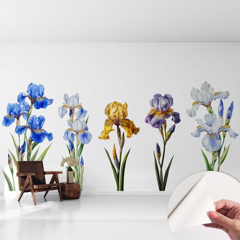 Carta da parati autoadesiva - Fotomurale adesivo - soggiorno moderno - resistente - Fiori di iris 416x254 cm (1/5)