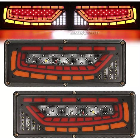 2 Feux arrière dynamiques à LED, 12 V, clignotant jaune/orange, étanchéité IP65, pour camion remorque caravane (1/5)